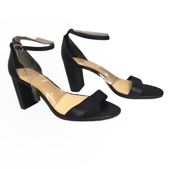 Vince Camuto Block Heel Ankle Strap Minimal Sandal Black Classic 9.5 - Picture 13 of 13